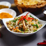 Sauteed Chicken, Pepper and Rice with Almonds-Healthy Recipe