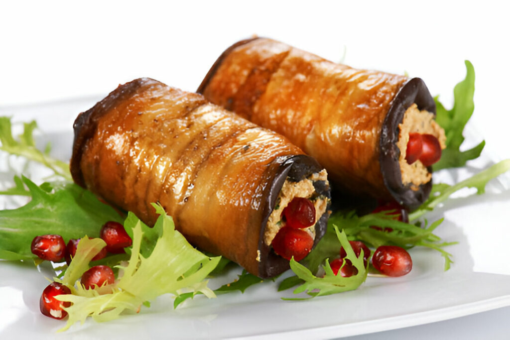 Eggplant Rolls Stuffed With Tomato, Cheese and Kale: Healthy Recipe