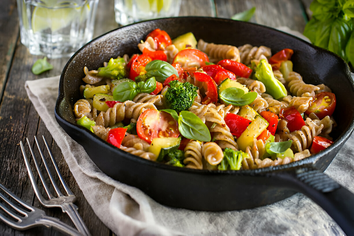 Lentil Pasta Spirals With Paprika Tofu: Healthy Vegan Recipe