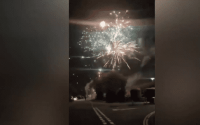 Arsenal Fans Set Off Fireworks at Manchester City Hotel at Night