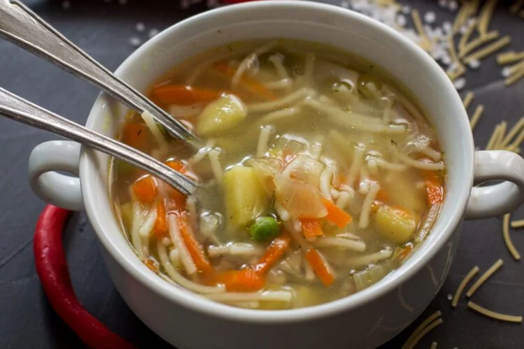 Julienne Vegetable Soup With Turmeric and Fake Egg Noodles: Healthy, Light and Satisfying Recipe